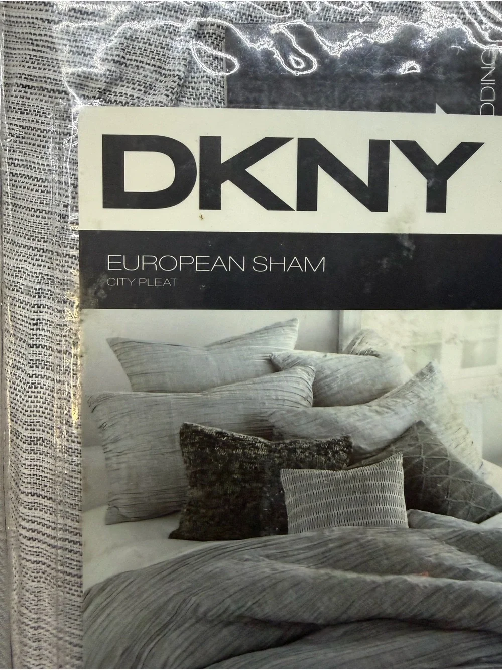 NWT DKNY euro sham city pleat gray